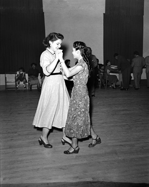 Two women dancing, California, 1950s